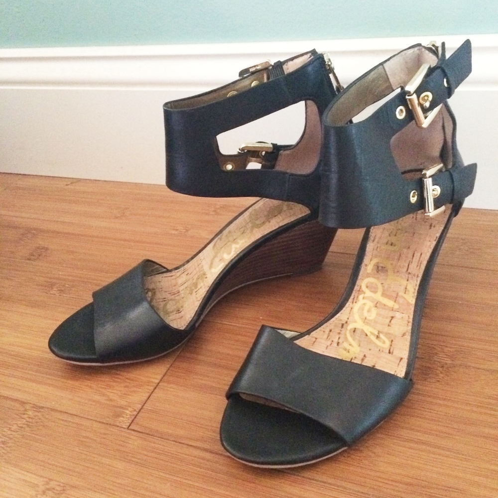 Sam Edelman Black Wedge Sandals